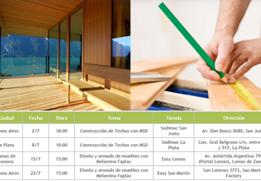 Compartimos el calendario de capacitaciones de Arauco, sobre construcción de techos con MSD y diseño de muebles con melamina.