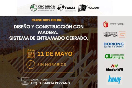 CURSO ONLINE – 11/05/2026 Diseño y Construcción con Madera – Sistema de Entramado Cerrado.